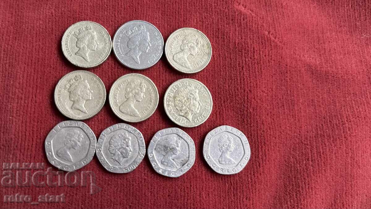 Британски монети 10 броя Британски монети 10 броя