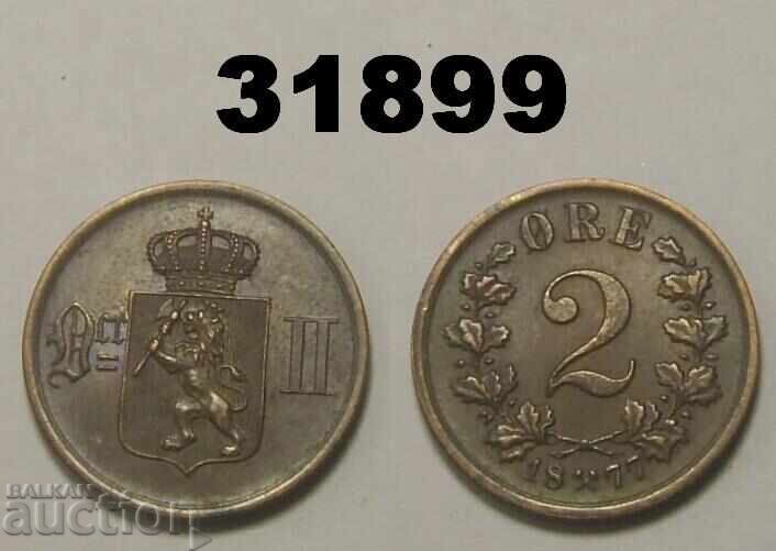 Норвегия 2 оре 1877 XF+ Норвегия 2 оре 1877 XF+