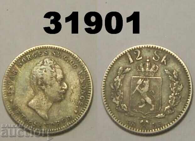 Norway 12 Skilling 1855 Silver