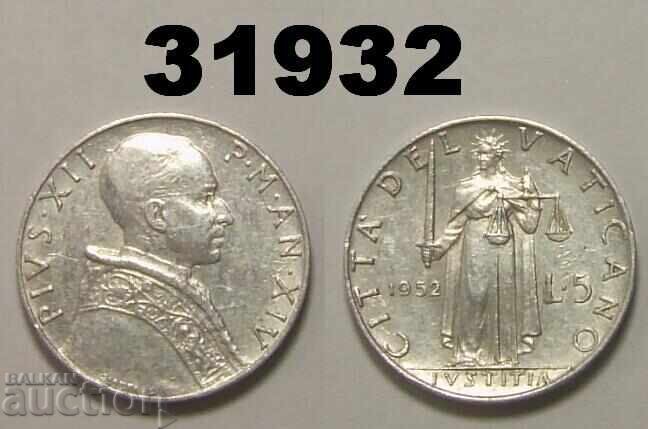 Βατικανό 5 λιρών 1952 Βατικανού Βατικανό 5 λιρών 1952 Βατικανού