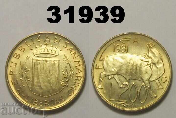 Σαν Μαρίνο 200 λιρών 1981 Σαν Μαρίνο 200 λιρών 1981