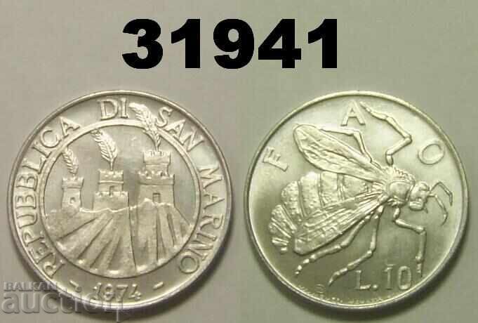 Σαν Μαρίνο 10 λιρών 1974 Σαν Μαρίνο 10 λιρών 1974