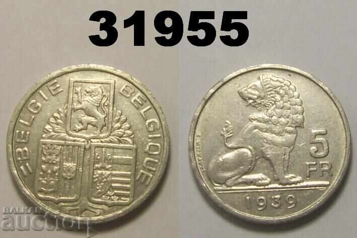Белгия 5 франка 1939 Белгия 5 франка 1939