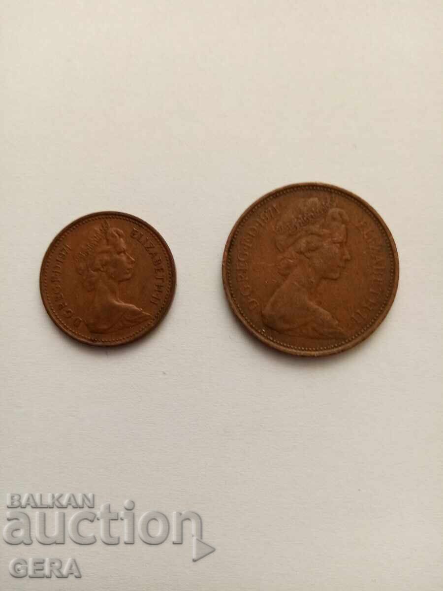 Lot de penni englezești din 1971