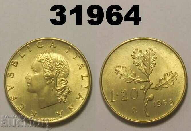 Italy 20 Lire 1958 UNC Italy 20 Lire 1958 UNC