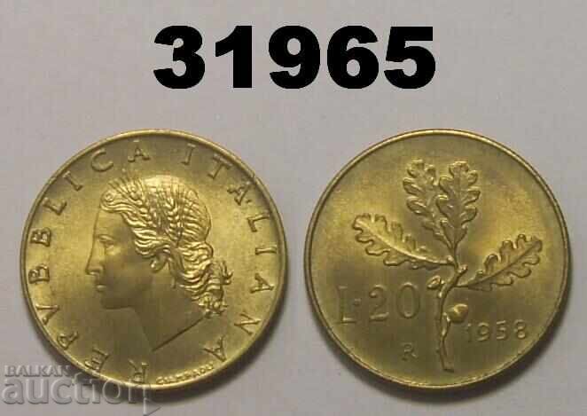 Italia 20 lire 1958 UNC Italia 20 lire 1958 UNC
