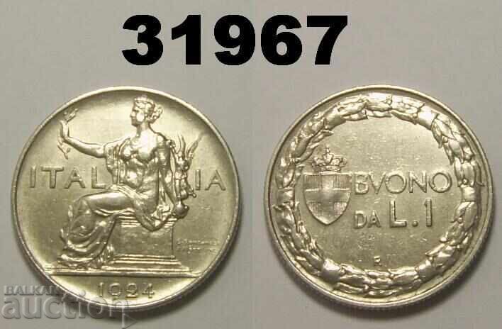Ιταλία 1 λίρα 1924 Ιταλία 1 λίρα 1924
