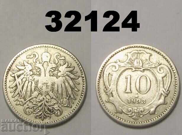 Austria 10 Heller 1893