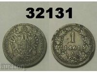 Κατεστραμμένο Αυστριακό 1 κρόιτσερ 1861 Α