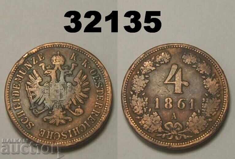 Austria 4 Kreuzer 1861 A Austria 4 Kreuzer 1861 A