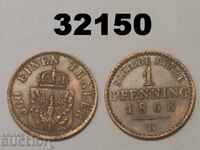 Prusia 1 pfennig 1868 B Germania