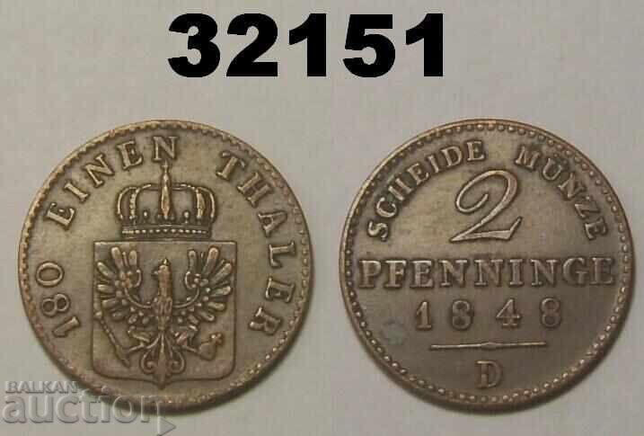 Prussia 2 Pfennig 1848 D Germany