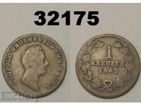 Baden 1 Kreuzer 1842 Germany