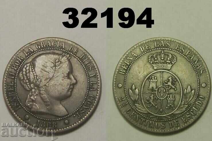 Spain 2 1/2 Centimos 1868