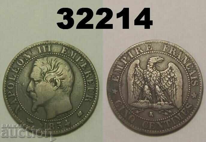 Франция 5 сантима 1854 K