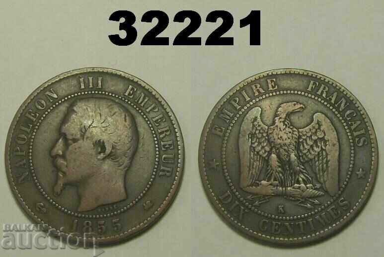 Франция 10 сантима 1855 K