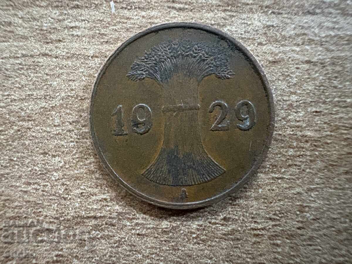 Германия - 1 райхспфениг (1929) - А с цена 0.50 лв. | € 0.26
