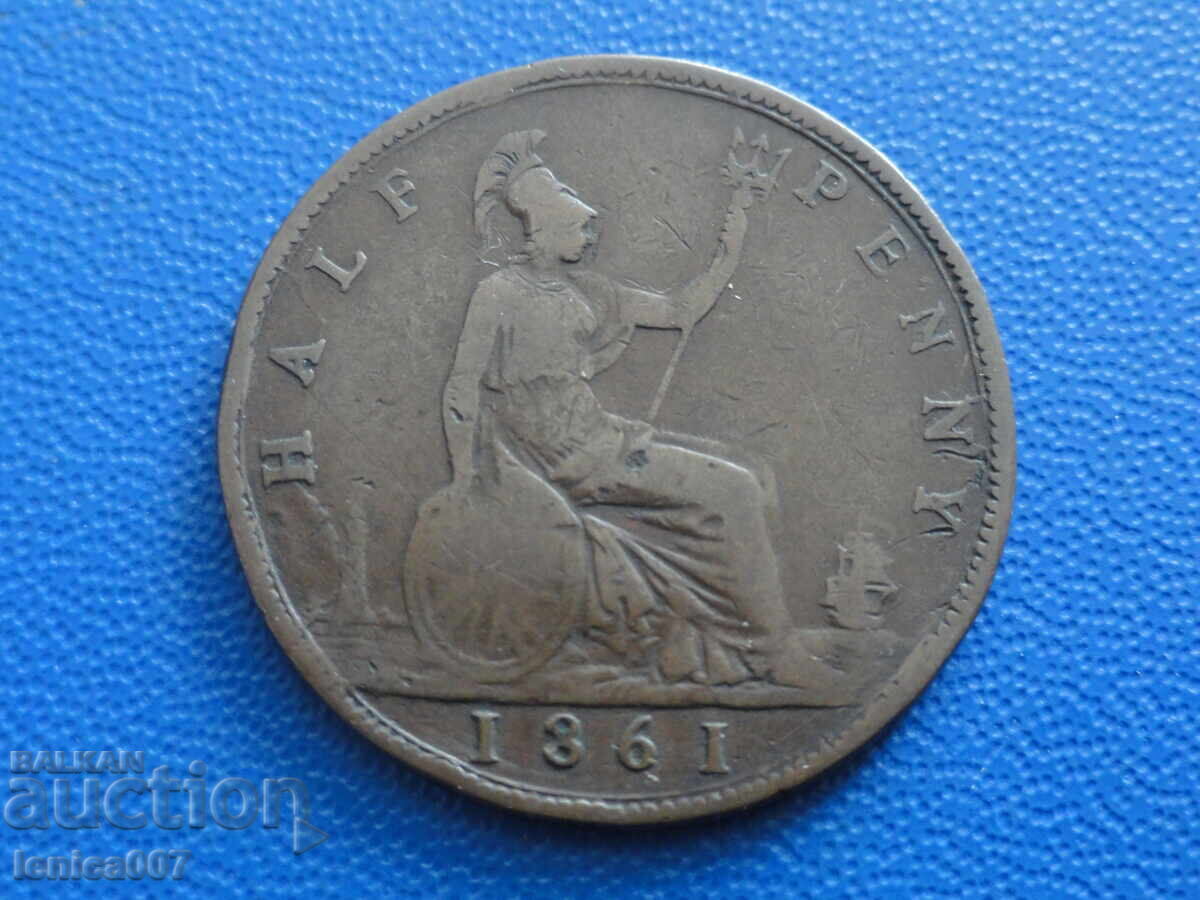 Auction  Great Britain 1861 - 1/2 Penny (m)