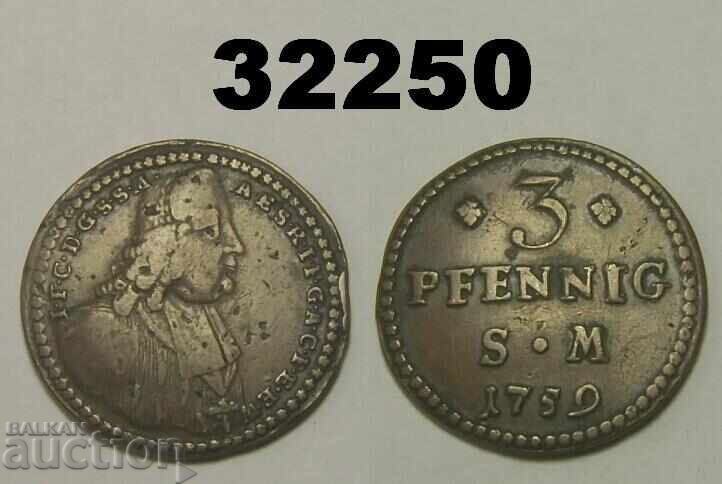 Ερφούρτη 3 πεννίγια 1759 sm Γερμανία