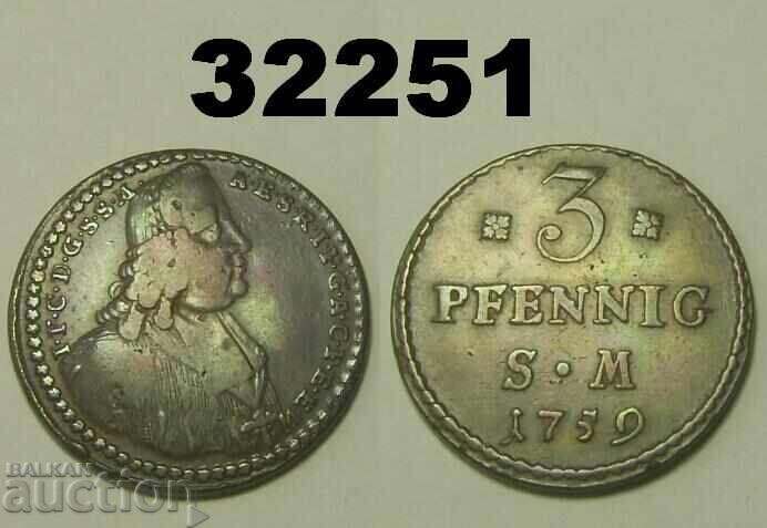 Ερφούρτη 3 πεννίγια 1759 sm Γερμανία