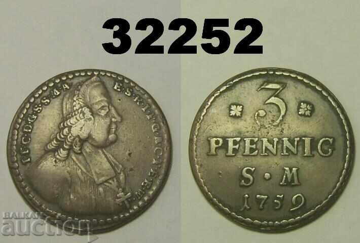 Erfurt 3 Pfennig 1759 SM Germany