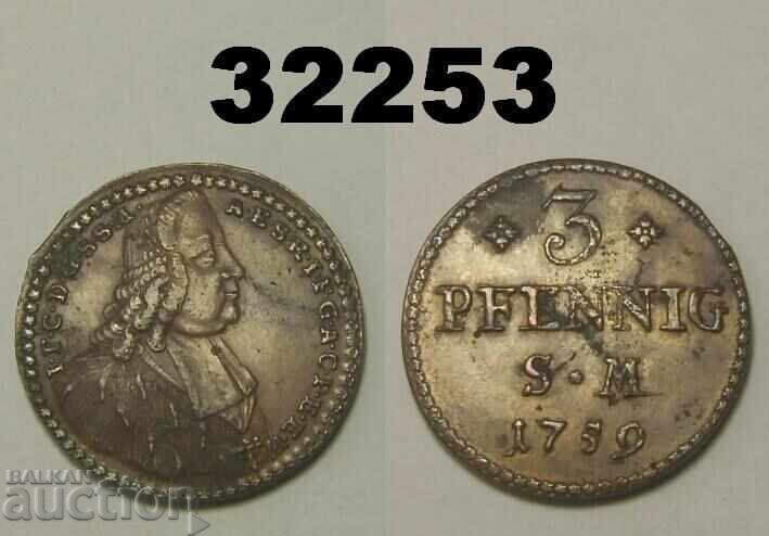 Ερφούρτη 3 πεννίγια 1759 sm Γερμανία