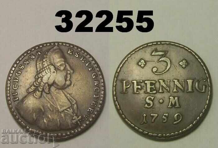 Erfurt 3 Pfennig 1759 SM Germany