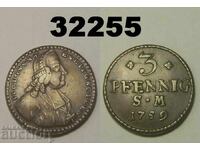 Erfurt 3 Pfennig 1759 SM Germany