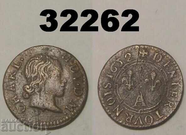 Arches-Charleville Denier Tournois 1652 Franța Arches-Charleville Denier Tournois 1652 Franța