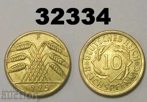 10 Pfennig 1925 F Germania XF+/AUNC