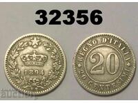 Italia 20 centesimi 1894 KB