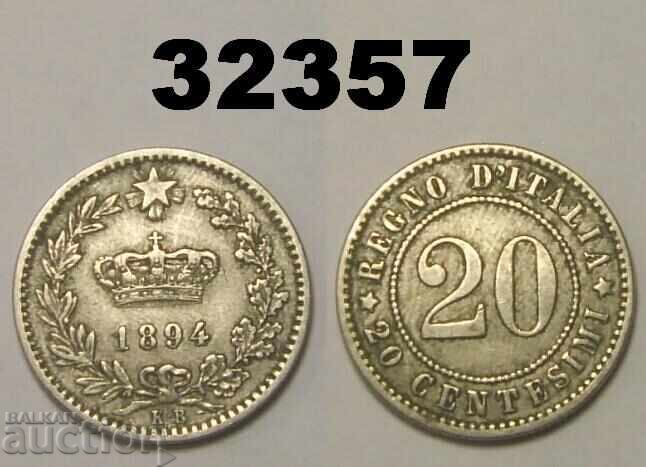 Италия 20 центесими 1894 KB
