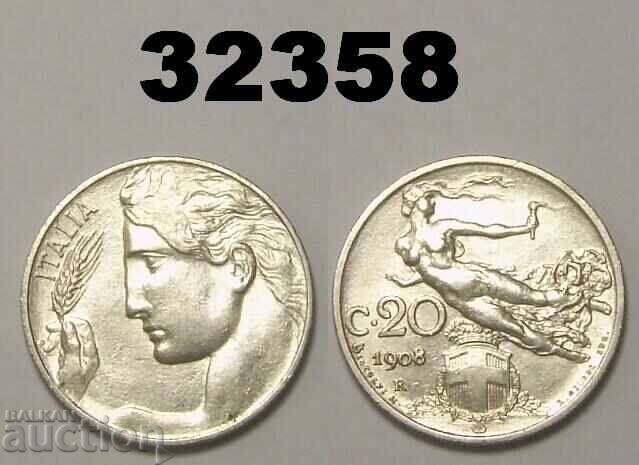 Ιταλία 20 λεπτά 1908 XF