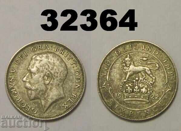 Ηνωμένο Βασίλειο 6 πένες 1922 ασήμι Ηνωμένο Βασίλειο 6 πένες 1922 ασήμι
