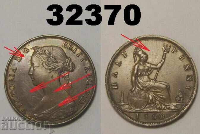 Ηνωμένο Βασίλειο 1/2 πένες 1860 Σημειώσεις