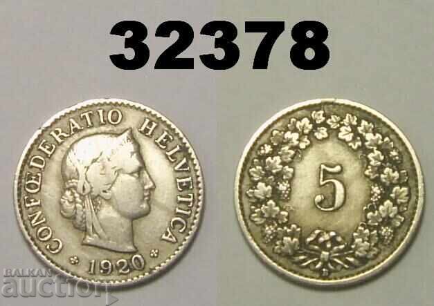 Switzerland 5 Rappen 1920