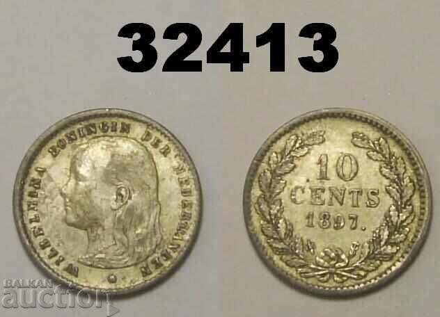Netherlands 10 Cent 1897 XF Silver
