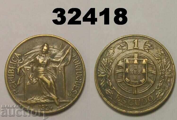 Португалия 1 ескудо 1924 Португалия 1 ескудо 1924