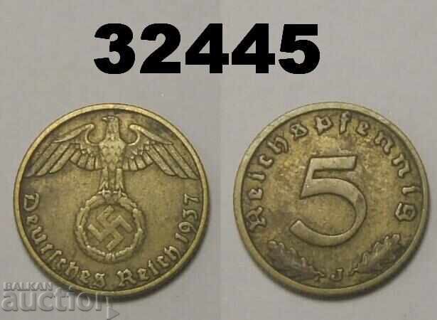 Germania 5 Pfennig 1937 J Swastika Germania 5 Pfennig 1937 J Swastika