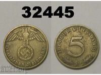 Germania 5 Pfennig 1937 J Swastika