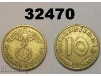 Germany 10 Pfennig 1939 F Swastika
