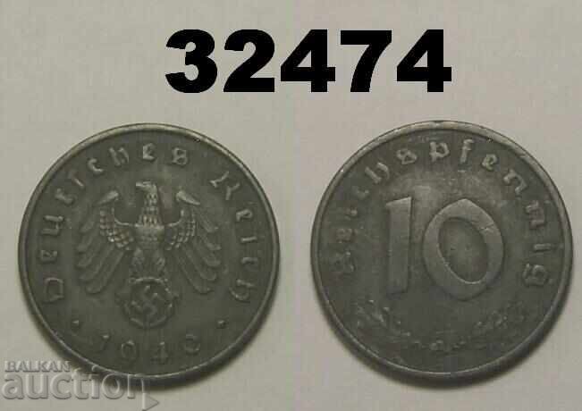 Germania 10 Pfennig 1940 A Svastică Germania 10 Pfennig 1940 A Svastică