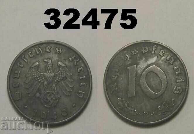 Germania 10 Pfennig 1940 B Svastică