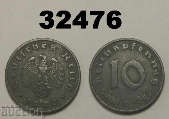 Germania 10 Pfennig 1940 B Svastică