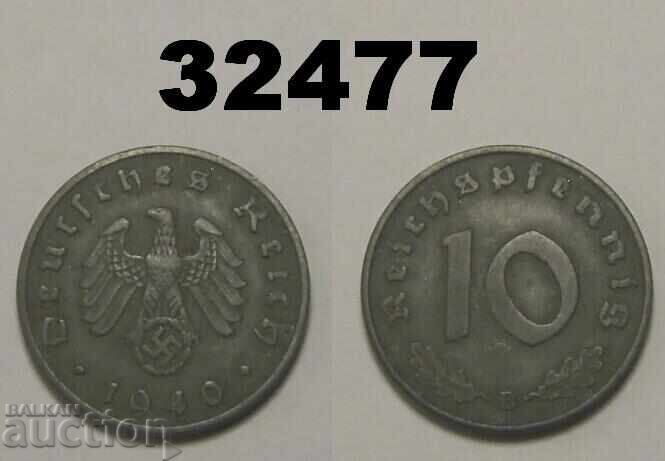 Germany 10 Pfennig 1940 B Swastika Germany 10 Pfennig 1940 B Swastika