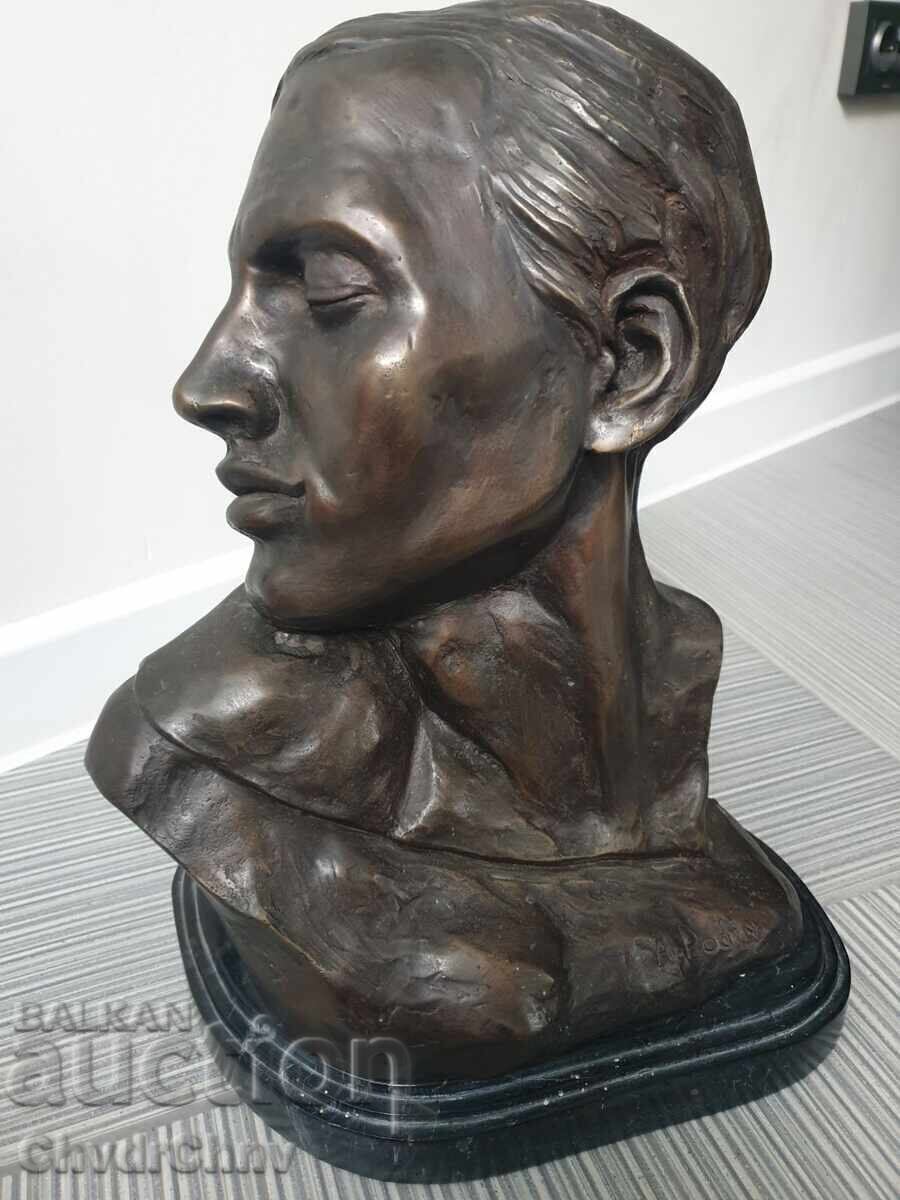 39sm-13kg Statuetă Rodin/sculptură veche din bronz-bust