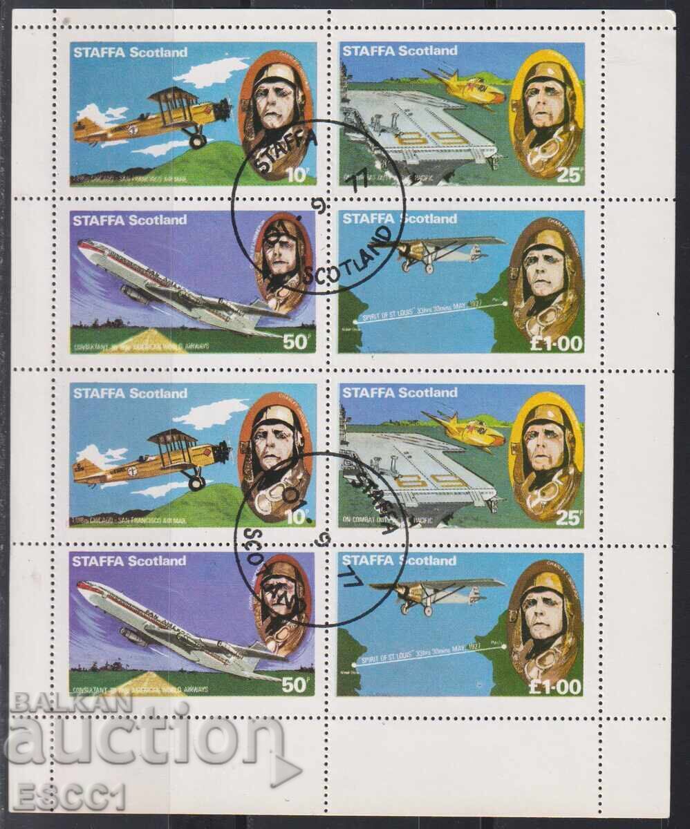 Mărci timbrate foaie Aviație Avioane 1977 Scoția Staffa