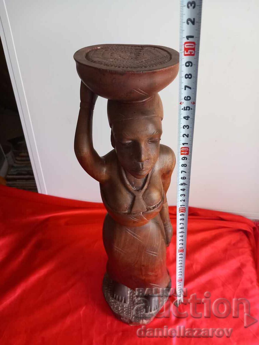 Sculptură veche africană din lemn, figurină statuetă - 7