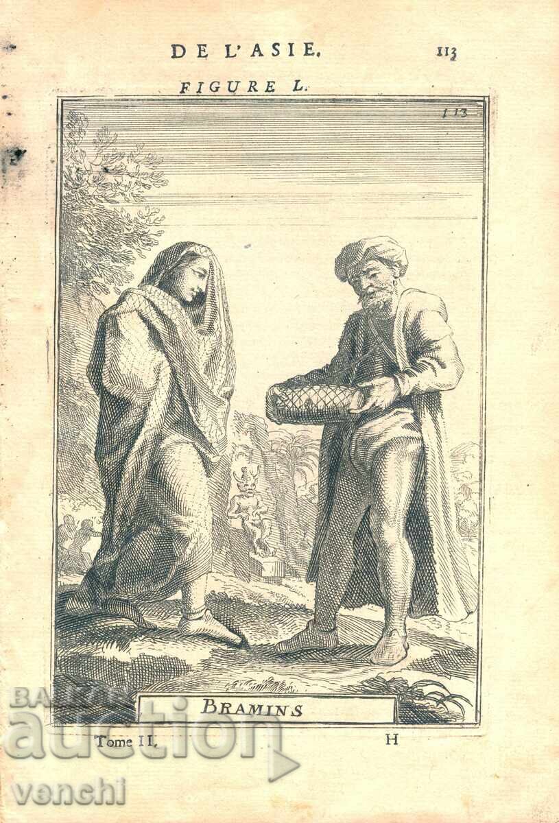 1683 - MALLET ENGRAVING - Brahmins of India - original