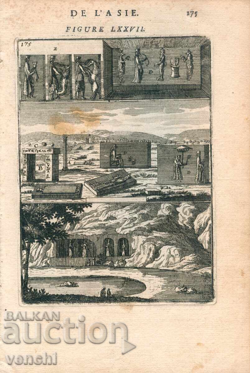1683 - GRAVURĂ MALLET - PERSIA/IRAN/ Persepolis - original 1683 - GRAVURĂ MALLET - PERSIA/IRAN/ Persepolis - original